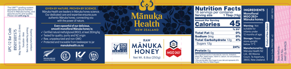 Product image for MGO 263 Manuka Honey.
