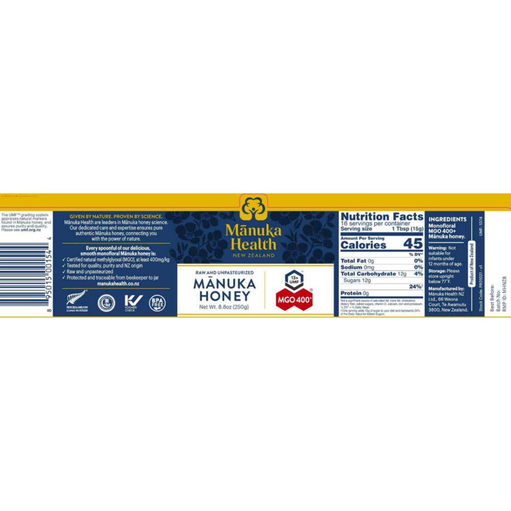 Product image for MGO 400+ Manuka Honey.