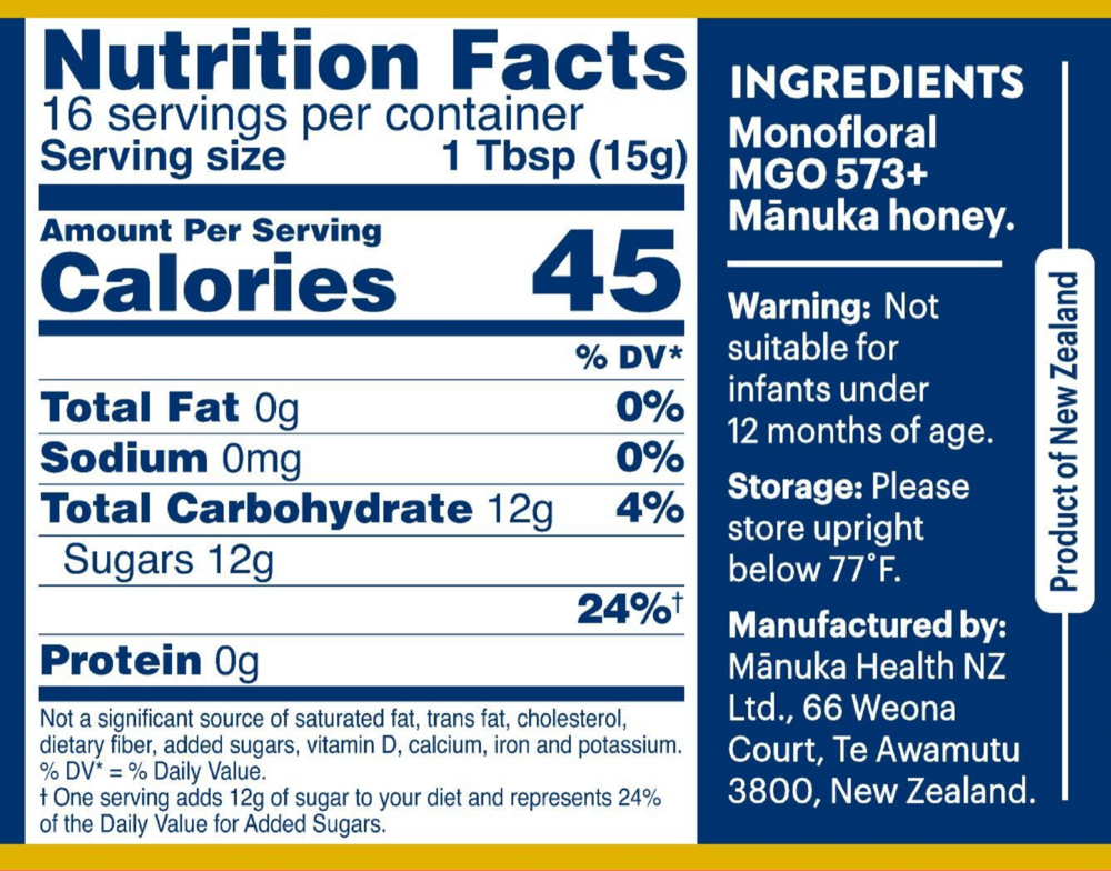Product image for MGO 573+ Manuka Honey.