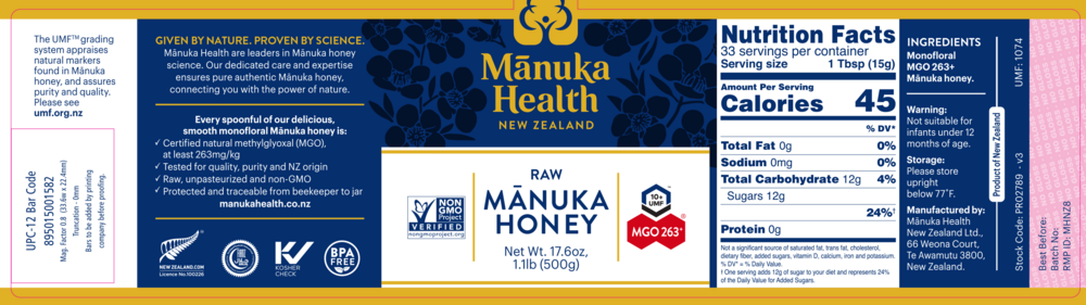 Product image for MGO 263 Manuka Honey.