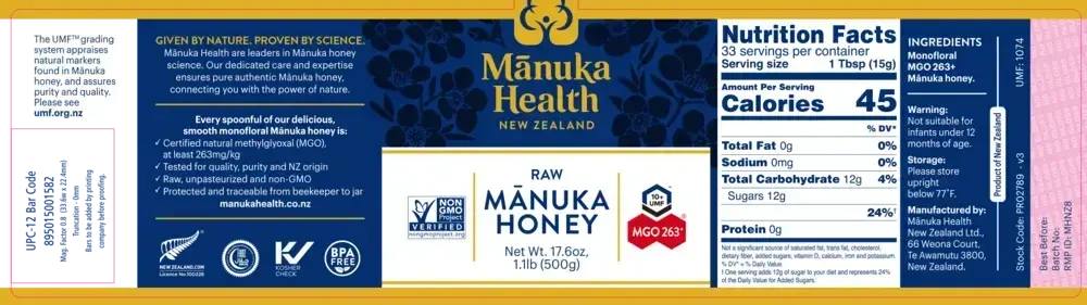 Product image for MGO 263 Manuka Honey.