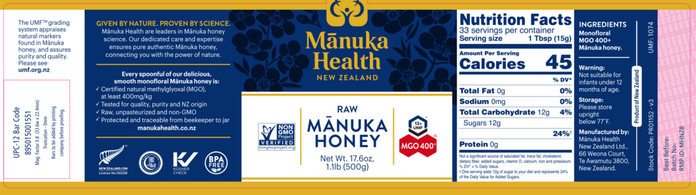 Product image for MGO 400+ Manuka Honey.