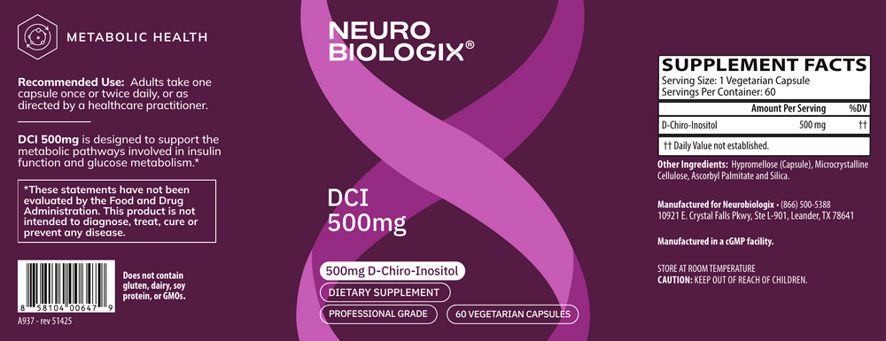 Product image for DCI 500mg (D-Chiro-Inositol).