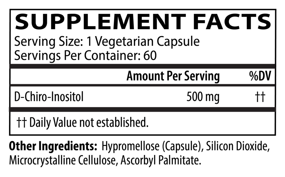 Product image for DCI 500mg (D-Chiro-Inositol).