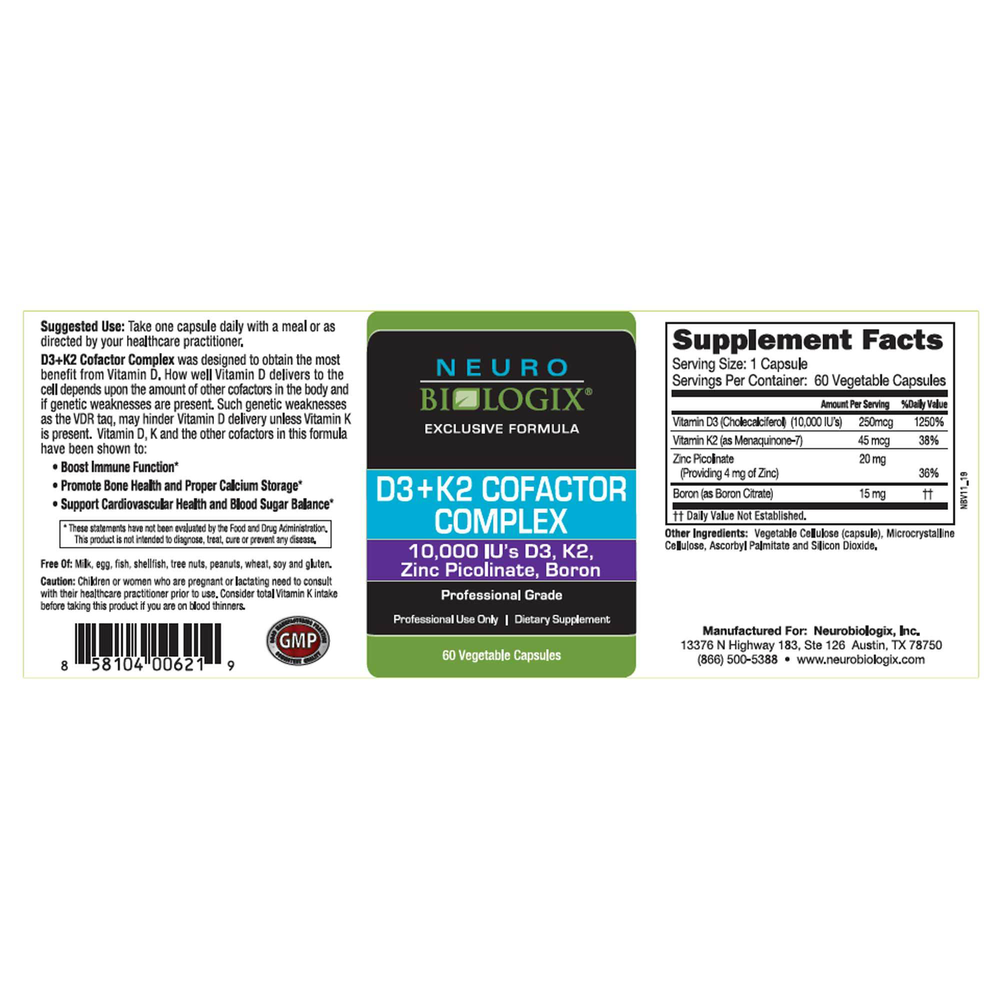 Product image for Vitamin D3+K2 Cofactor Complex.