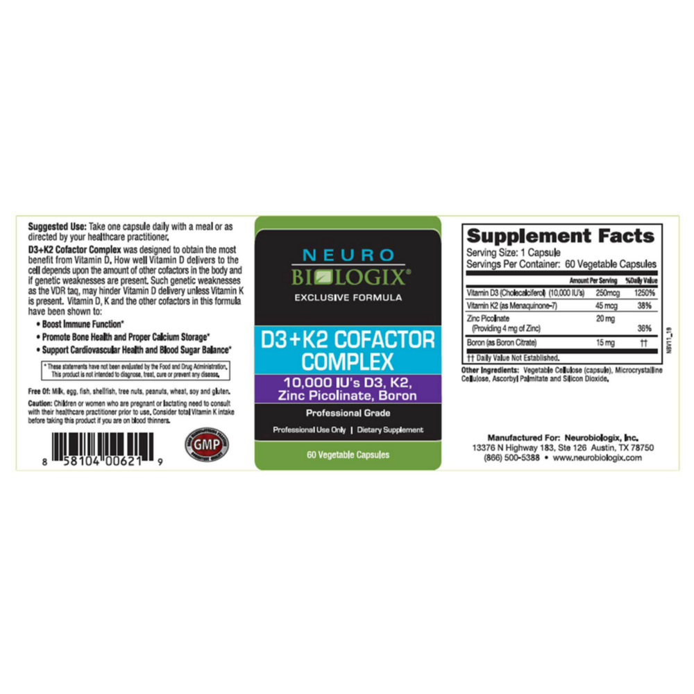 Product image for Vitamin D3+K2 Cofactor Complex.