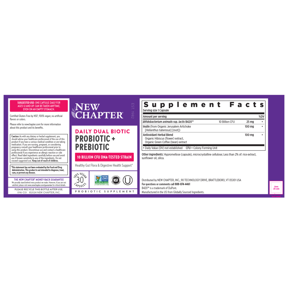 Product image for Daily Dual Biotic Probiotic + Prebiotic.