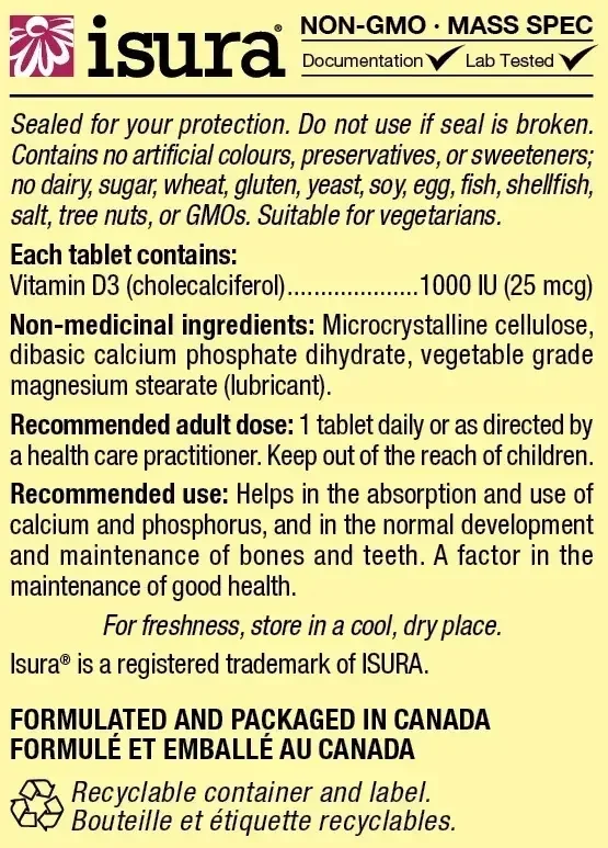 Product image for Vitamin D3 Tablets.