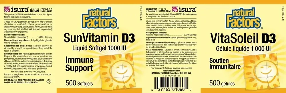Product image for Vitamin D3 1000 IU.