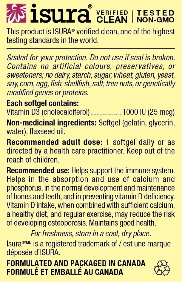 Product image for Vitamin D3 1000 IU.