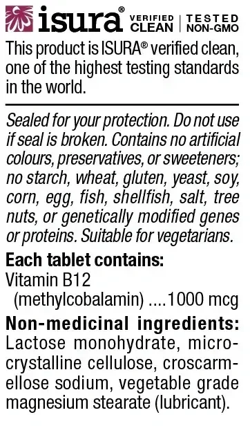 Product image for B12 Methylcobalamin 1000mcg.