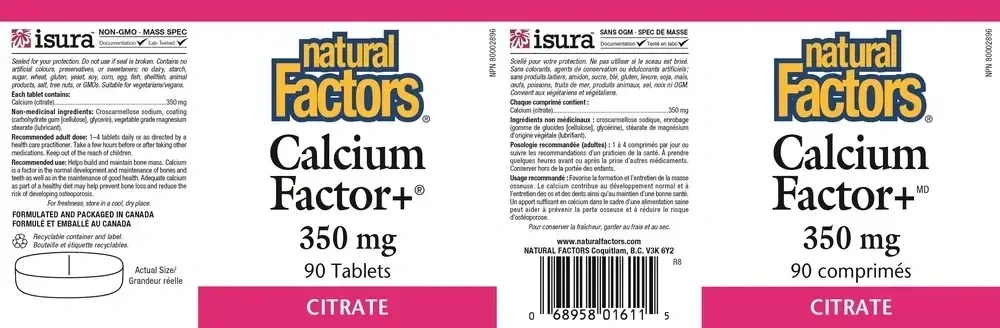 Product image for Calcium Factor+ Citrate 350 mg.