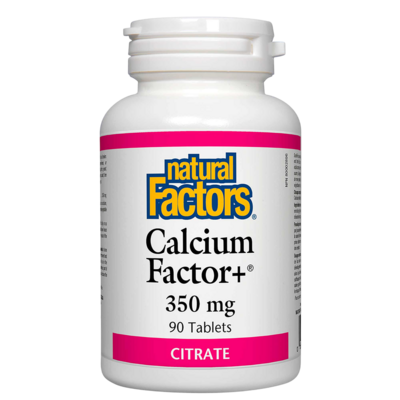 Product image for Calcium Factor+ Citrate 350 mg (90 tablets).