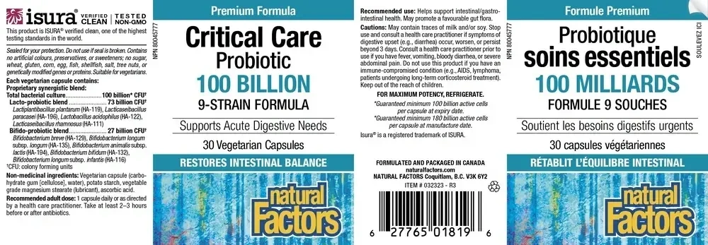 Product image for Critical Care 100 Billion Active Cells.