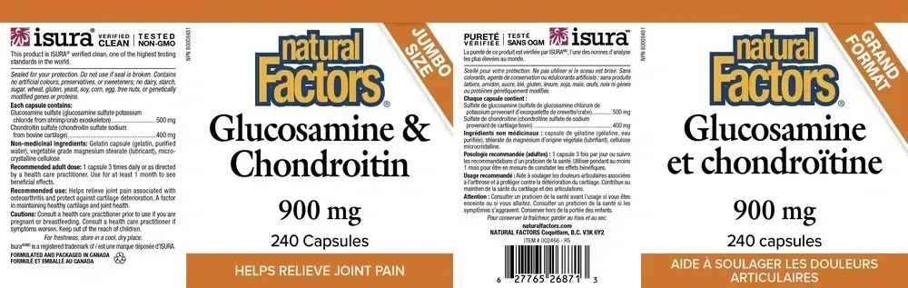 Product image for Glucosamine &amp; Chondroitin Sulfate 900 mg.
