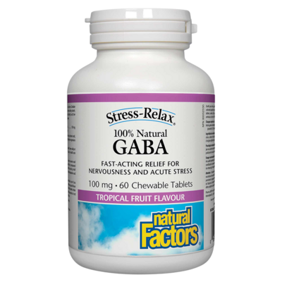100% Natural GABA 100 mg, Tropical Fruit Flavour, Stress-Relax
