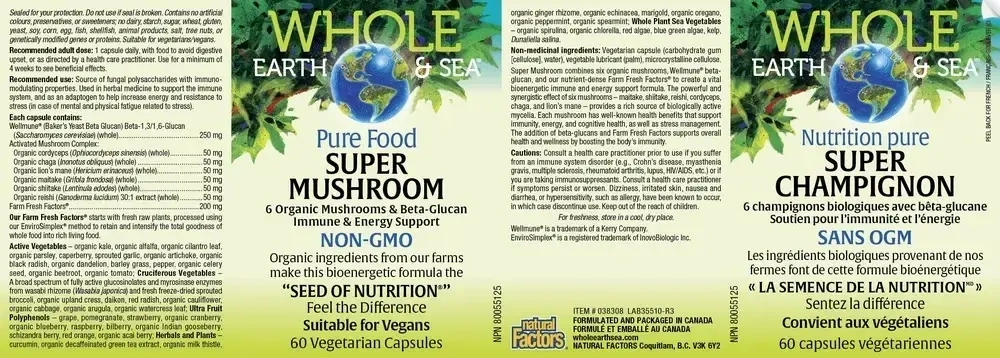 Product image for Super Mushroom 6 Organic Mushrooms &amp; Beta Glucan.