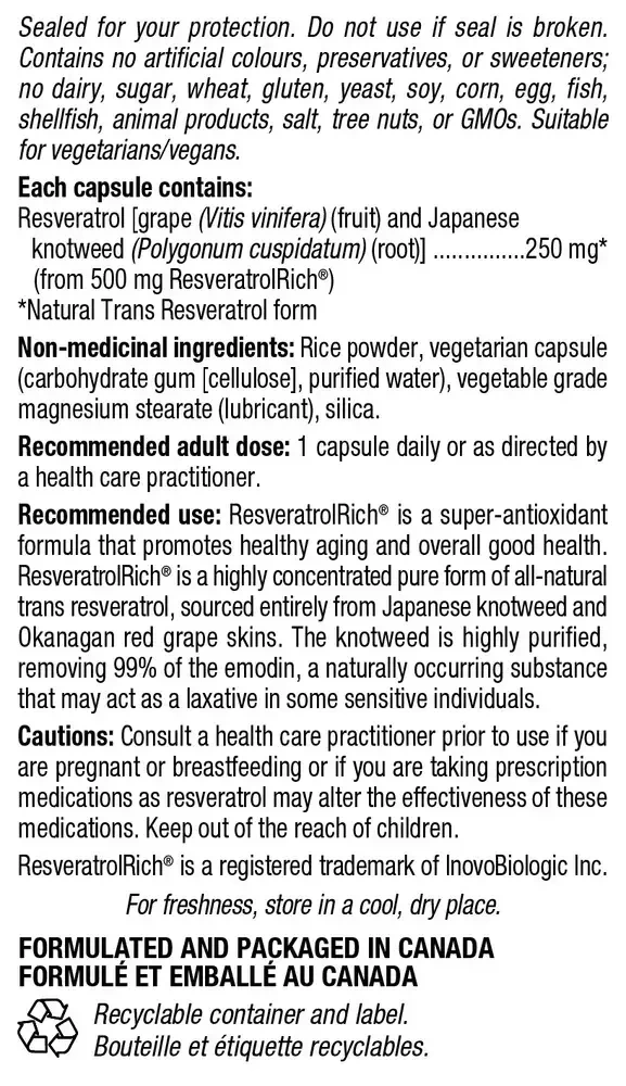 Product image for ResveratrolRich Super Strength Resveratrol Concentrate 500 mg.