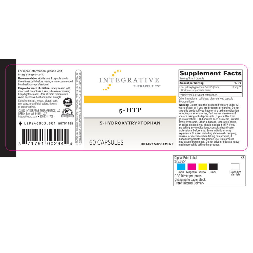 Product image for 5-HTP 50mg.