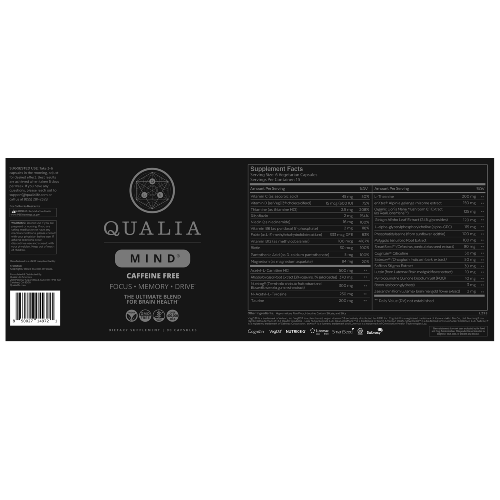 Product image for Qualia Mind Caffeine Free.