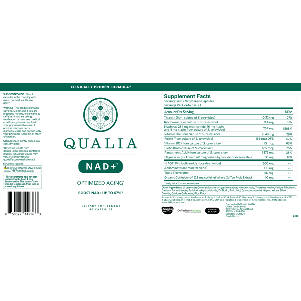 Product image for Qualia NAD+ Optimized Aging.