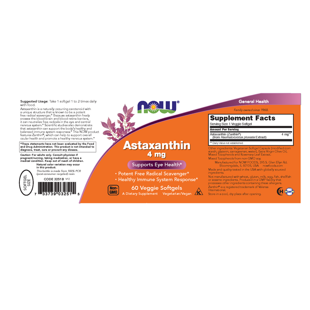 Product image for Astaxanthin 4mg Veggie Softgel.