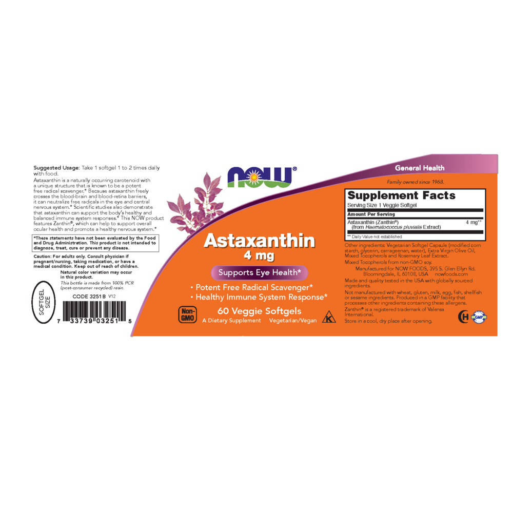 Product image for Astaxanthin 4mg Veggie Softgel.