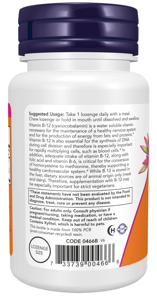 Product image for Vitamin B-12 (1000mcg) w/Folic Acid Chewable.