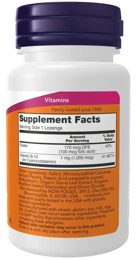 Product image for Vitamin B-12 (1000mcg) w/Folic Acid Chewable.