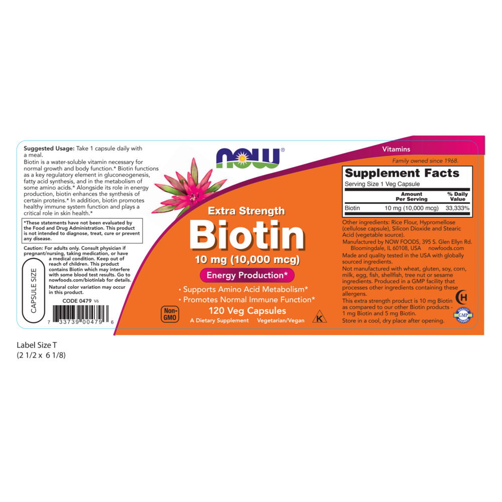 Product image for Biotin 10mg (10,000mcg).