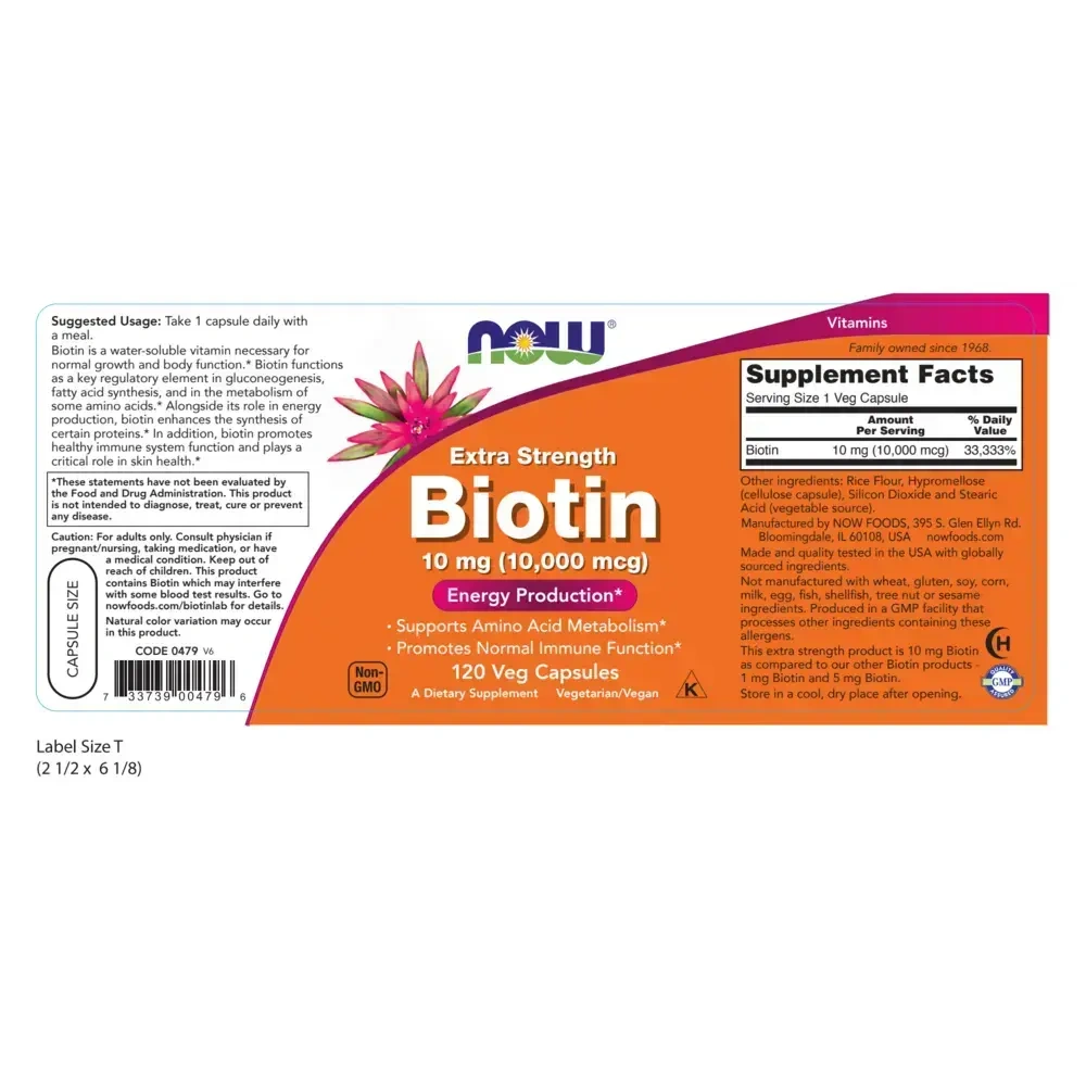 Product image for Biotin 10mg (10,000mcg).