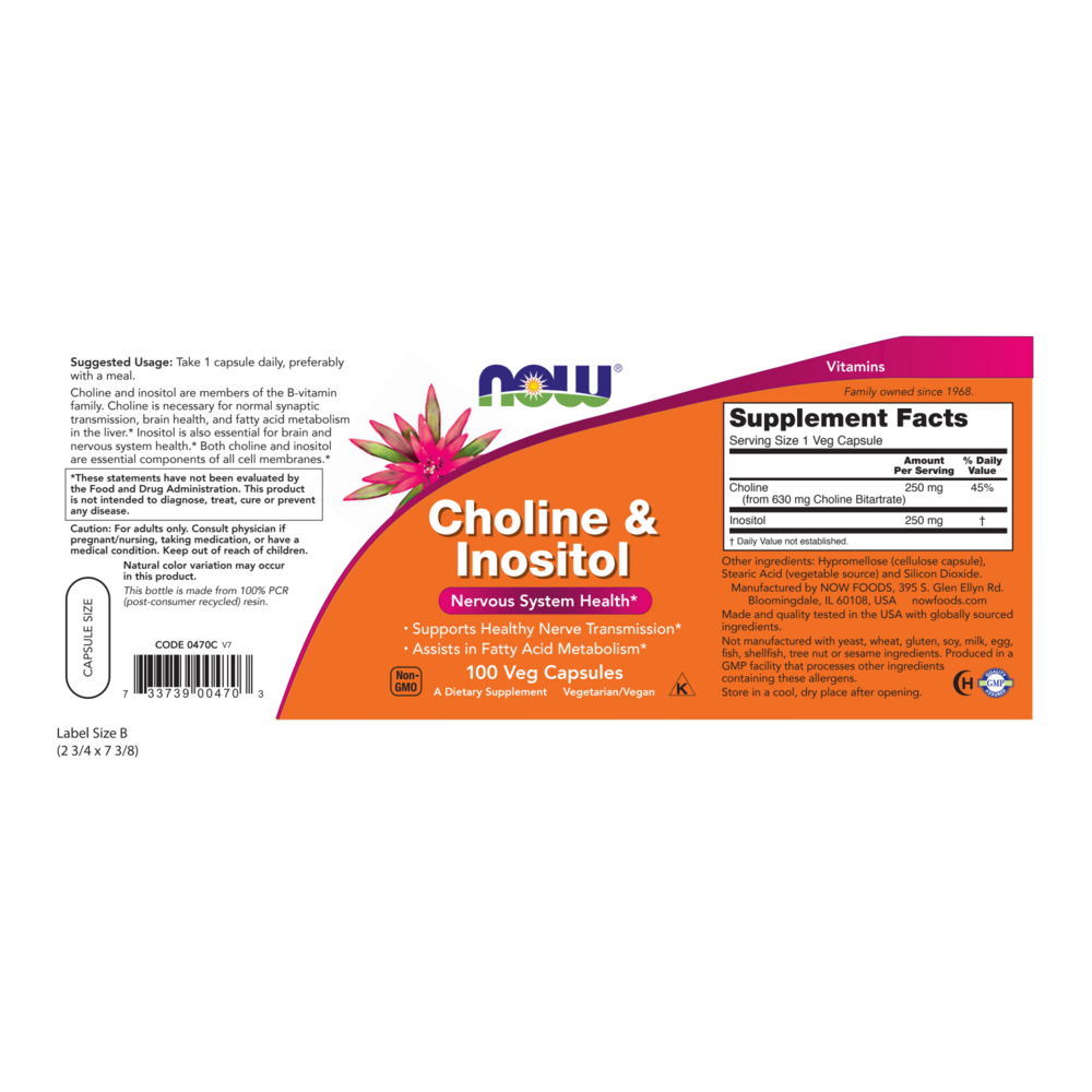 Product image for Choline &amp; Inositol 500mg.