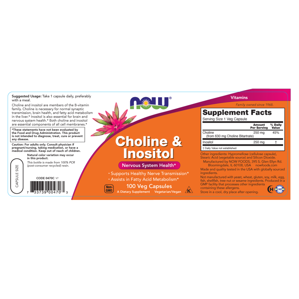 Product image for Choline &amp; Inositol 500mg.