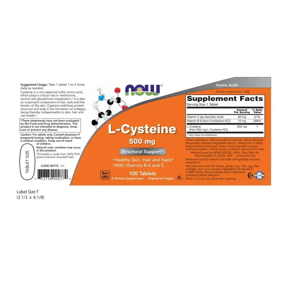 Product image for L-Cysteine 500mg.
