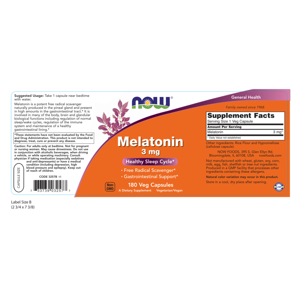 Product image for Melatonin 3mg.