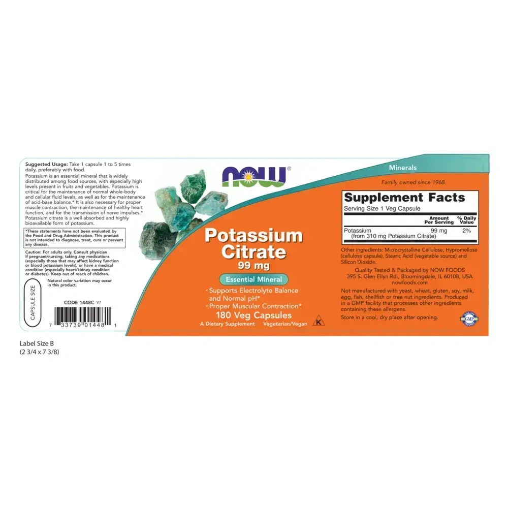 Product image for Potassium Citrate 99mg.