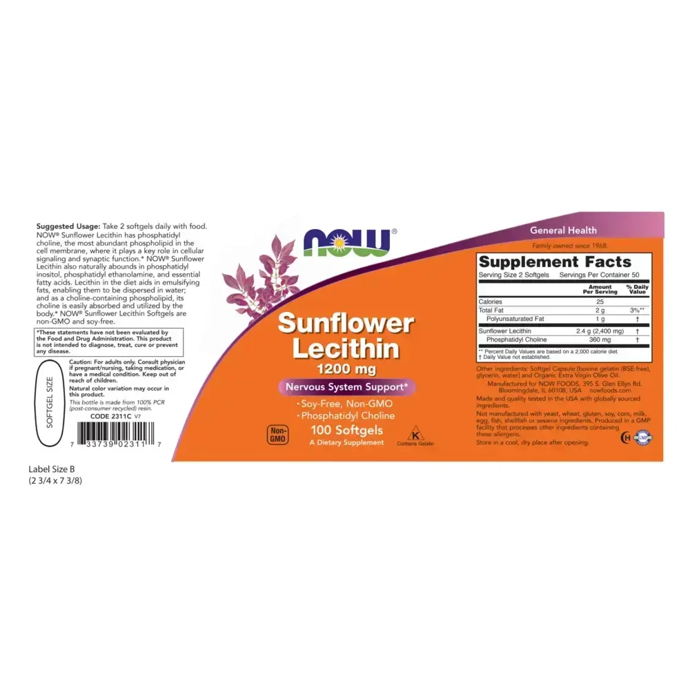 Product image for Sunflower Lecithin 1200mg.