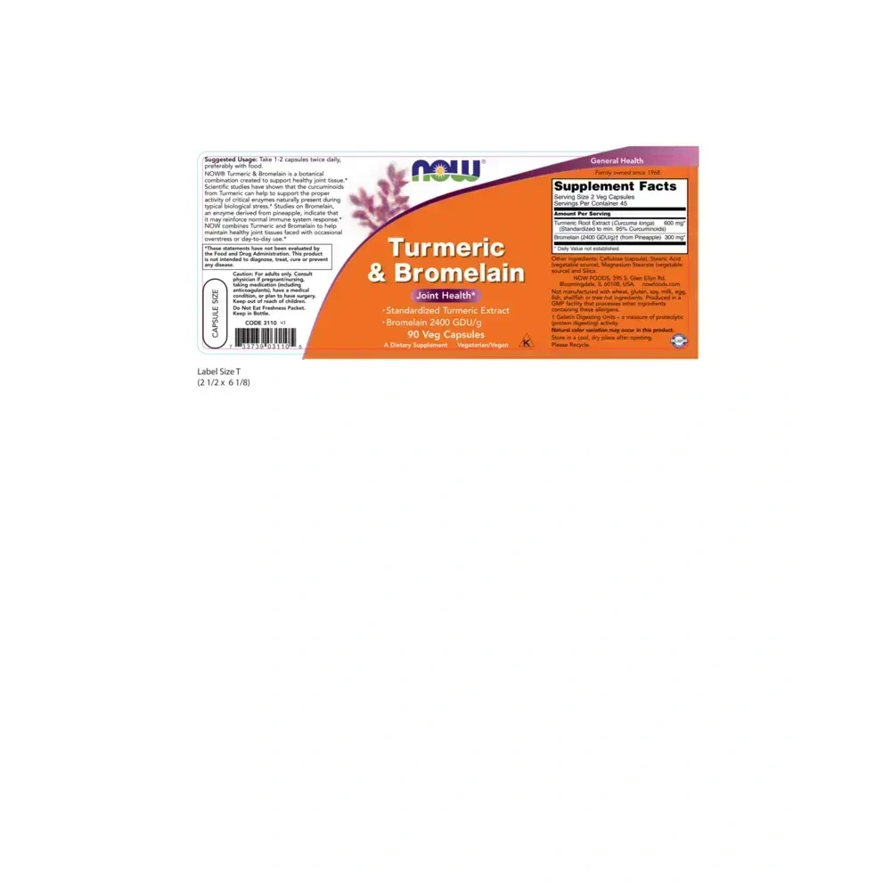 Product image for Turmeric &amp; Bromelain Veg Capsules.