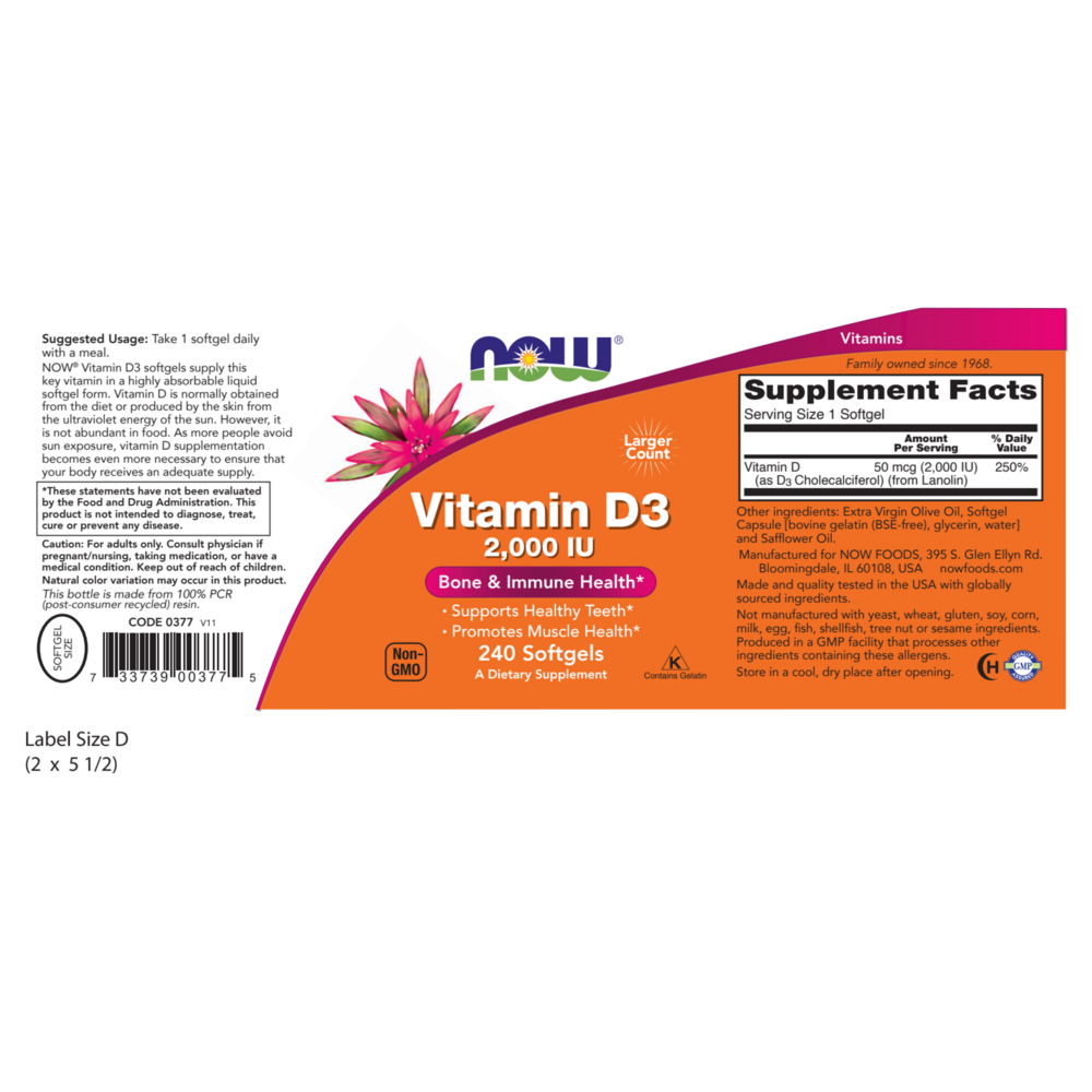 Product image for Vitamin D-3 2,000IU.