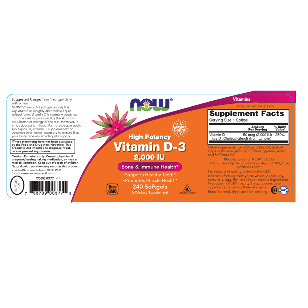 Product image for Vitamin D-3 2,000IU.