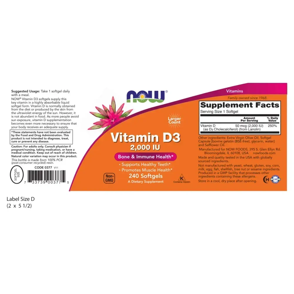 Product image for Vitamin D-3 2,000IU.
