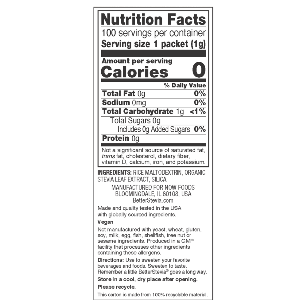 Product image for Better Stevia Original Packets.