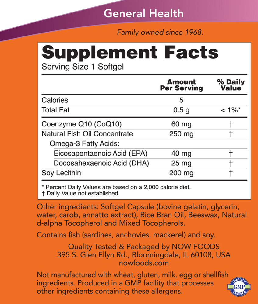 Product image for CoQ10 60mg w&#x2F;Omega 3 Fish Oil.