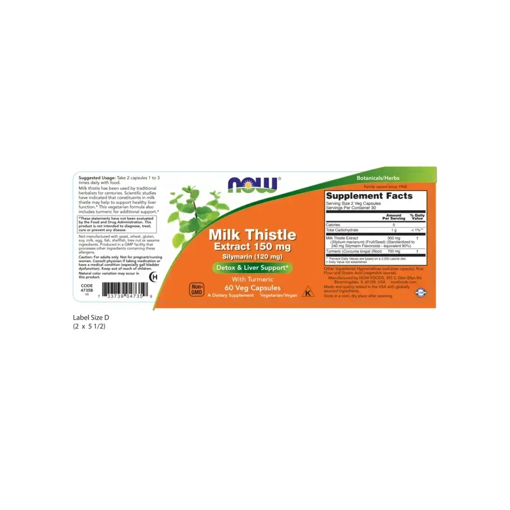 Product image for Milk Thistle Extract 150mg (Silymarin 120mg).
