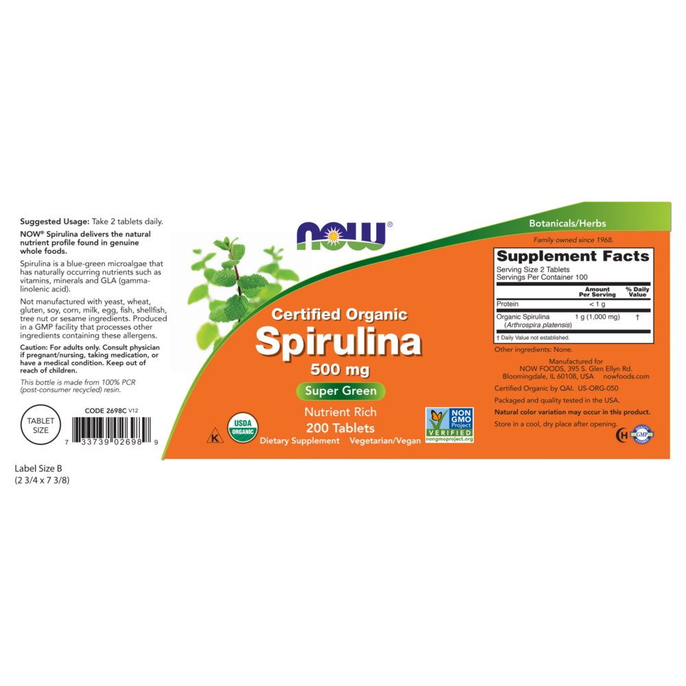 Product image for Spirulina 500mg.