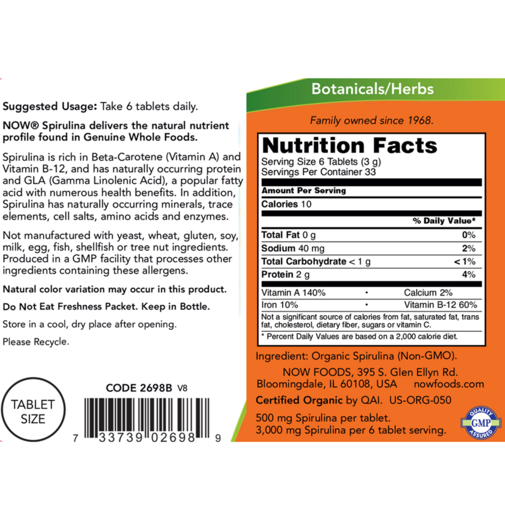 Product image for Spirulina 500mg.