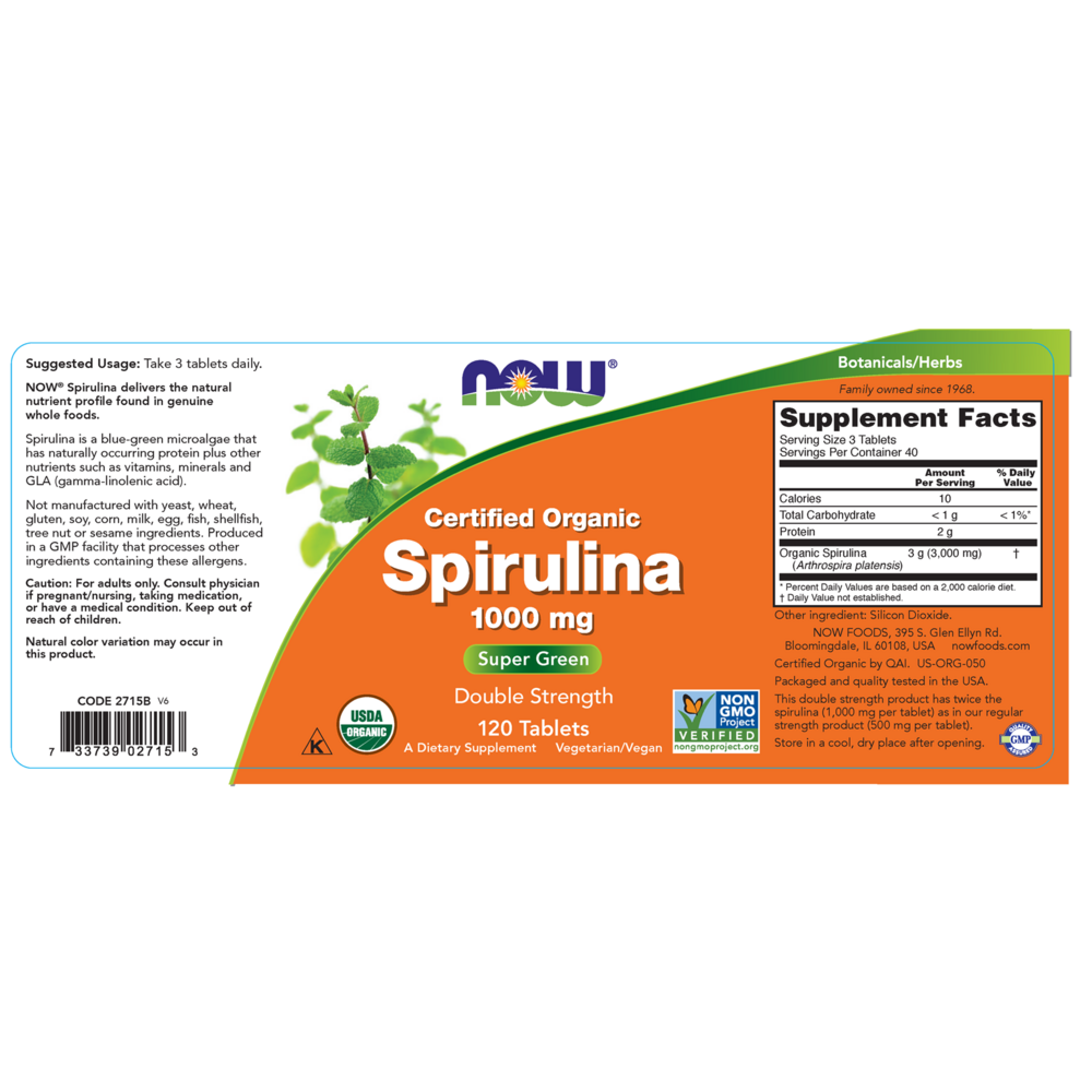 Product image for Organic Spirulina 1000mg.