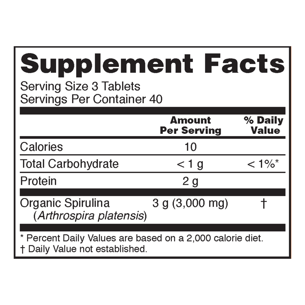 Product image for Organic Spirulina 1000mg.