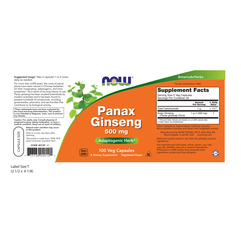 Product image for Panax Ginseng 500mg.