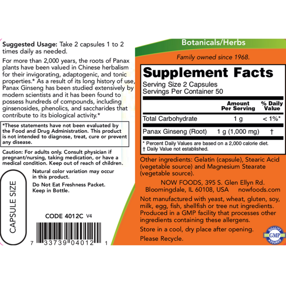 Product image for Panax Ginseng 500mg.